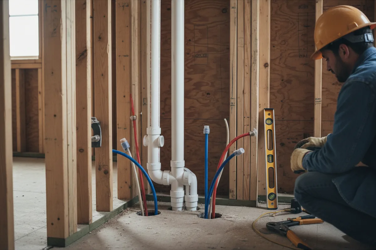 Drain and supply rough-in during Drain Cleaning in Jersey City