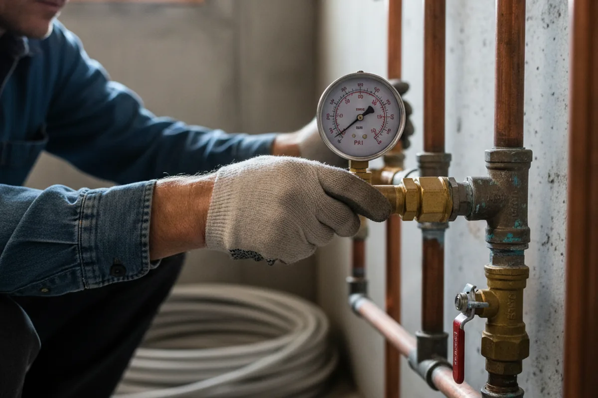 Pressure testing a repaired line during Water Line Repair in Jersey City
